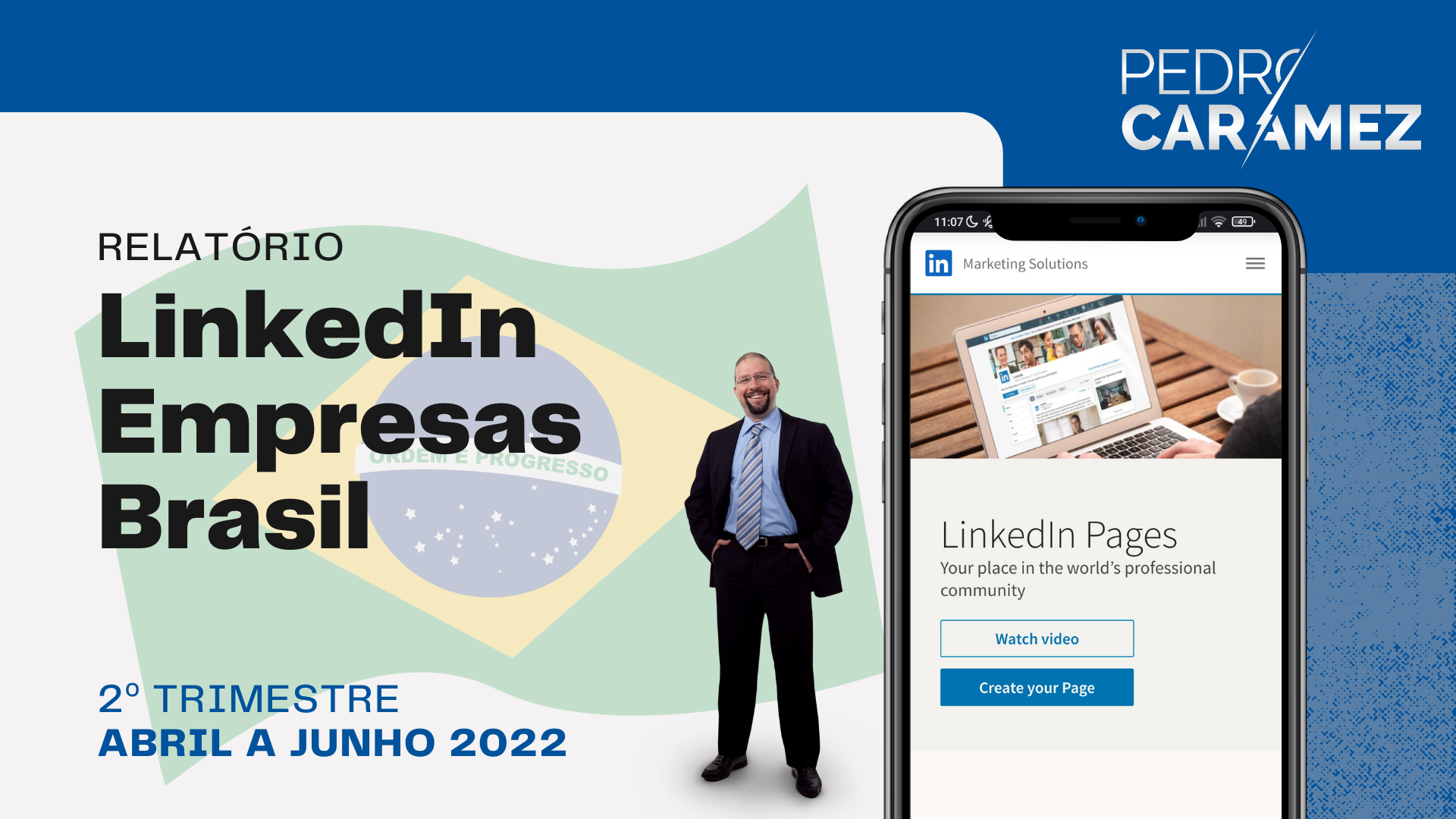 Capa relatório LinkedIn Páginas da Empresas - Brasil, 2º trimestre 2022
